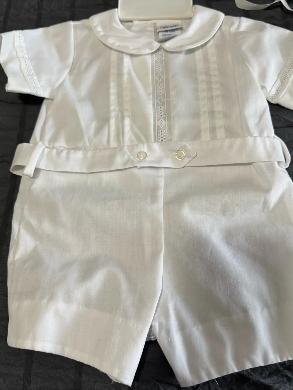 Vintage White Alexis Christening Baptism Romper Suit & Hat Size 3 Mos 10-13 lbs
